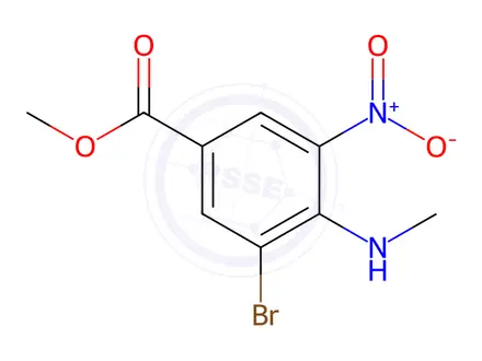 Chemical structure of Methyl 3-bromo-4-(methylamino)-5-nitrobenzoate