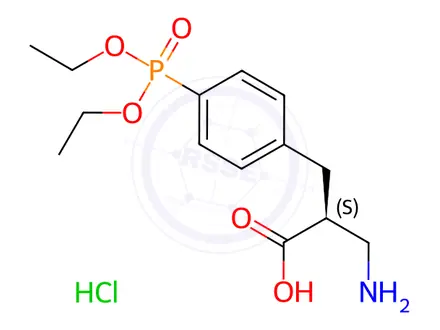 Chemical structure of (S)-3-amino-2-(4-(diethoxyphosphoryl)benzyl)propanoicacid-HCl
