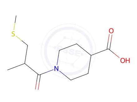 Chemical structure of 1-[2-Methyl-3-(methylsulfanyl)propanoyl]piperidine-4-carboxylic Acid