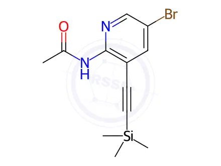 Chemical structure of Acetamide, N-[5-bromo-3-[2-(trimethylsilyl)ethynyl]-2-pyridinyl]-