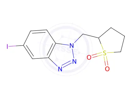 Chemical structure of 2-[(5-Iodobenzotriazol-1-yl)methyl]thiolane 1,1-dioxide