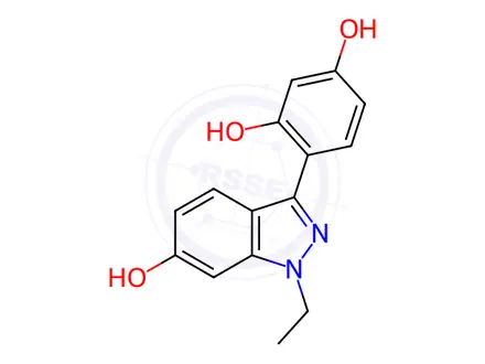 Chemical structure of 4-(1-Ethyl-6-hydroxy-1H-indazol-3-yl)benzene-1,3-diol