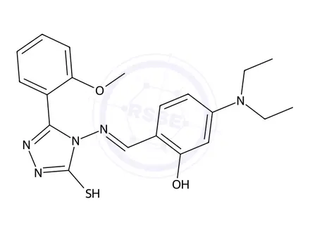 Chemical structure of 4-((4-(Diethylamino)-2-hydroxybenzylidene)amino)-3-(2-methoxyphenyl)-1H-1,2,4-triazole-5(4H)-thione