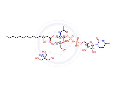 Chemical structure of UDP-3-O[R-3-Hydroxymyristoyl]-N-Acetylglucosamine Tris Salt