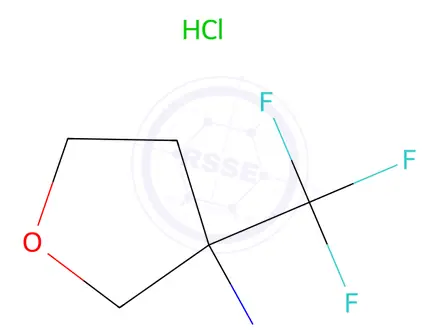 Chemical structure of (S)-3-(Trifluoromethyl)tetrahydrofuran-3-amine hydrochloride