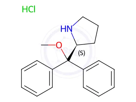 Chemical structure of (2S)-2-(Methoxydiphenylmethyl)pyrrolidine Hydrochloride