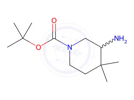 Chemical structure of tert-Butyl 3-amino-4,4-dimethylpiperidine-1-carboxylate