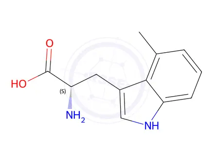 Chemical structure of (S)-2-Amino-3-(4-methyl-1H-indol-3-yl)propanoic acid