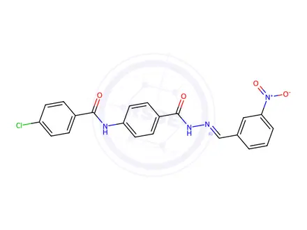 Chemical structure of p-(p-Chlorobenzamido)benzoic acid 2-(m-nitrobenzylidene)hydrazide