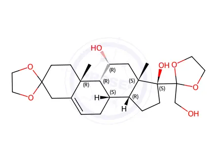 Chemical structure of 11α,17α,21-Trihydroxy-pregn-5-ene-3,20-dione 3,20-Diethylene Ketal