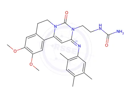 Chemical structure of (E)-1-(2-(9,10-dimethoxy-4-oxo-2-((2,4,5-trimethylphenyl)imino)-6,7-dihydro-2H-pyrimido[6,1-a]isoquinolin-3(4H)-yl)ethyl)urea