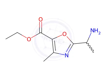 Chemical structure of ethyl 2-(1-aminoethyl)-4-methyl-1,3-oxazole-5-carboxyla te