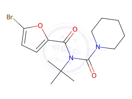 Chemical structure of N-(5-Bromofuran-2-carbonyl)-N-(tert-butyl)piperidine-1-carboxamide