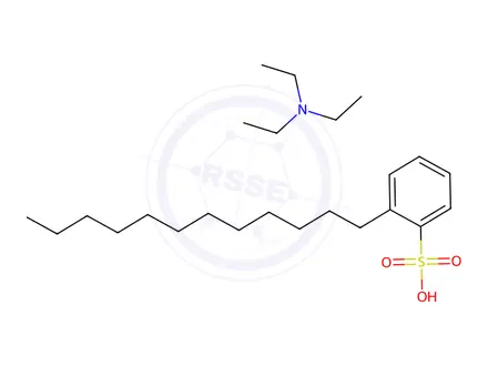 Chemical structure of dodecylbenzenesulphonic acid, compound with triethylamine (1:1)