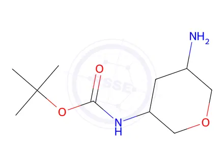Chemical structure of Tert-butyl (5-aminotetrahydro-2H-pyran-3-yl)carbamate