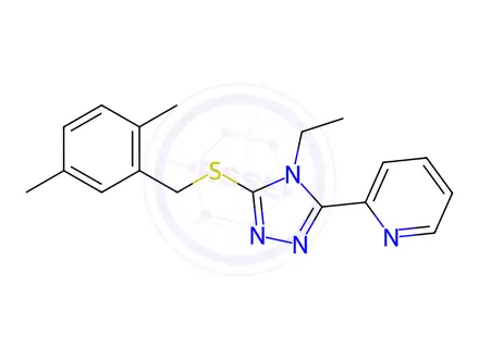 Chemical structure of 2-(5-((2,5-Dimethylbenzyl)thio)-4-ethyl-4H-1,2,4-triazol-3-yl)pyridine