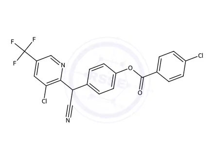 Chemical structure of 4-((3-Chloro-5-(trifluoromethyl)pyridin-2-yl)(cyano)methyl)phenyl 4-chlorobenzoate