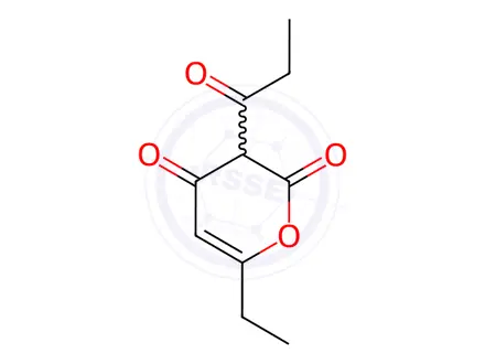 Chemical structure of 6-ethyl-3-propionyl-2H-pyran-2,4(3H)-dione