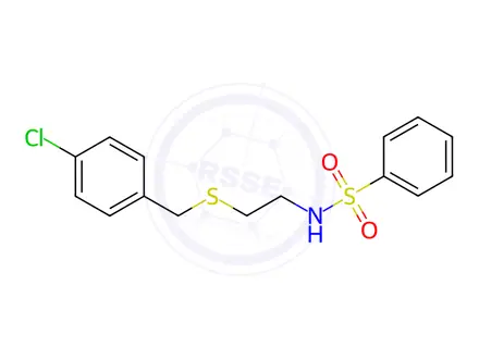 Chemical structure of N-[2-[(4-chlorophenyl)methylsulfanyl]ethyl]benzenesulfonamide