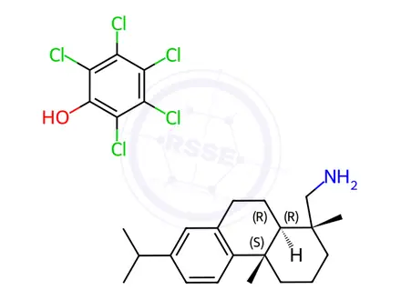 Chemical structure of pentachlorophenol, compound with [1R-(1alpha,4abeta,10aalpha)]-1,2,3,4,4a,9,10,10a-octahydro-7-isopropyl-1,4a-dimethylphenanthrene-1-methylamine (1:1)