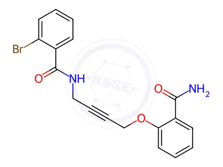 Chemical structure of 2-Bromo-N-(4-(2-carbamoylphenoxy)but-2-yn-1-yl)benzamide