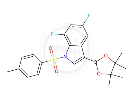 Chemical structure of 5,7-Difluoro-3-(4,4,5,5-tetramethyl-1,3,2-dioxaborolan-2-yl)-1-tosyl-1H-indole