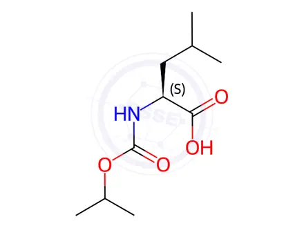 Chemical structure of (2S)-4-methyl-2-{[(propan-2-yloxy)carbonyl]amino }pentanoic acid