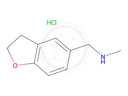 Chemical structure of (2,3-dihydro-1-benzofuran-5-ylmethyl)(methyl)amine hydrochloride
