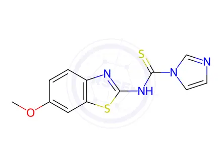 Chemical structure of N-(6-Methoxybenzo[d]thiazol-2-yl)-1H-imidazole-1-carbothioamide