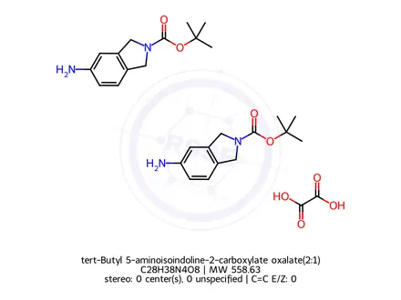 Chemical structure of tert-Butyl 5-aminoisoindoline-2-carboxylate oxalate(2:1)