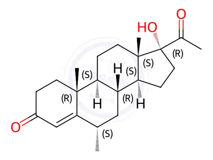 Chemical structure of Medroxyprogesterone Acetate EP Impurity B (Medroxyprogesterone Acetate USP Related Compound B, Medroxyprogesterone)