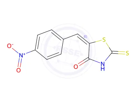 Chemical structure of (5E)-2-Mercapto-5-(4-nitrobenzylidene)-1,3-thiazol-4(5H)-one