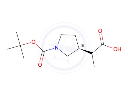 Chemical structure of 2-((S)-1-(tert-butoxycarbonyl)pyrrolidin-3-yl)propanoic acid