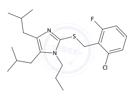 Chemical structure of 2-((2-Chloro-6-fluorobenzyl)thio)-4,5-diisobutyl-1-propyl-1H-imidazole