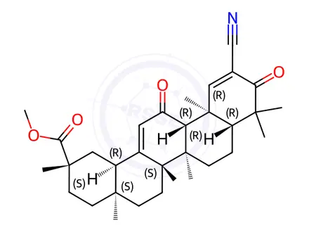 Chemical structure of Oleana-1,12-dien-29-oic acid, 2-cyano-3,11-dioxo-, methyl ester, (20β)-