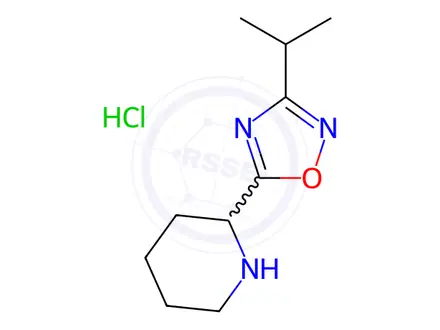 Chemical structure of 2-(3-Isopropyl-1,2,4-oxadiazol-5-yl)piperidine hydrochloride
