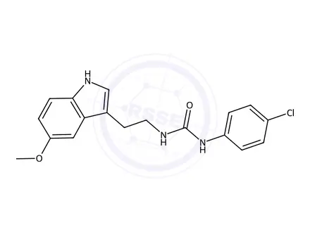Chemical structure of 1-(4-Chlorophenyl)-3-(2-(5-methoxy-1H-indol-3-yl)ethyl)urea