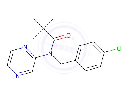 Chemical structure of N-[(4-Chlorophenyl)methyl]-2,2-dimethyl-N-(pyrazin-2-yl)propanamide
