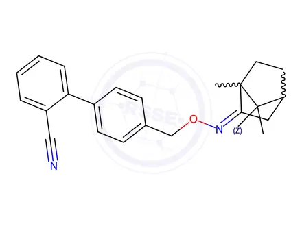 Chemical structure of 4'-[({[(2Z)-1,7,7-trimethylbicyclo[2.2.1]heptan-2-ylidene]amino}oxy)methyl]-[1,1'-biphenyl]-2-carbonitrile