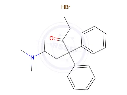 Chemical structure of 6-(dimethylamino)-4,4-diphenylheptan-3-one hydrobromide