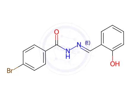 Chemical structure of (E)-4-Bromo-N'-(2-hydroxybenzylidene)benzohydrazide