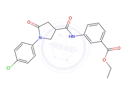 Chemical structure of Ethyl 3-({[1-(4-chlorophenyl)-5-oxopyrrolidin-3-yl]carbonyl}amino)benzoate