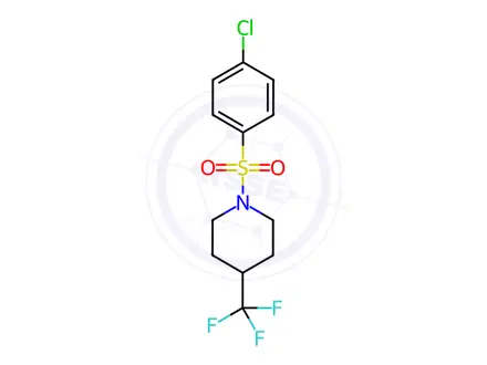 Chemical structure of 1-[(4-chlorophenyl)sulfonyl]-4-(trifluoromethyl)piperidine