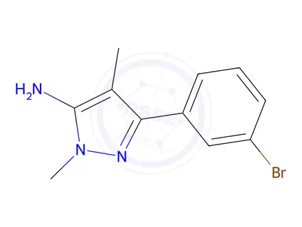 Chemical structure of 3-(3-Bromophenyl)-1,4-dimethyl-1h-pyrazol-5-amine