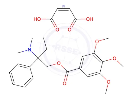Chemical structure of 2-(dimethylamino)-2-phenylbutyl 3,4,5-trimethoxybenzoate, maleate