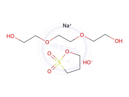 Chemical structure of Ethanol, 2,2'-[1,2-ethanediylbis(oxy)]bis-, reaction products with 1,2-oxathiolane 2,2-dioxide and sodium hydroxide