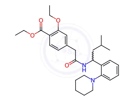 Chemical structure of Ethyl 2-ethoxy-4-(2-((3-methyl-1-(2-(piperidin-1-yl)phenyl)butyl)amino)-2-oxoethyl)benzoate