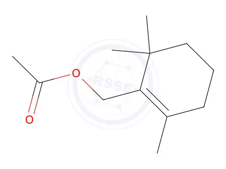 Chemical structure of 2,6,6-trimethylcyclohex-1-ene-1-methyl acetate