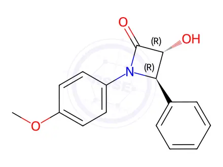 Chemical structure of (3R,4R)-3-hydroxy-1-(4-methoxyphenyl)-4-phenylazetidin-2-one