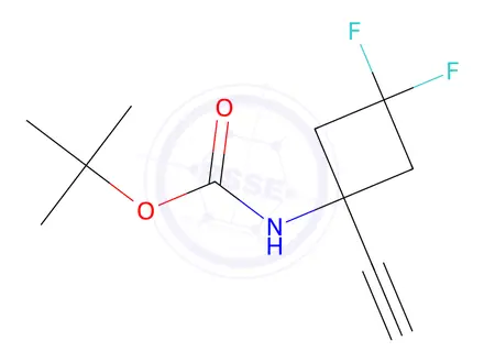 Chemical structure of tert-butyl N-(1-ethynyl-3,3-difluoro-cyclobutyl)carbamate